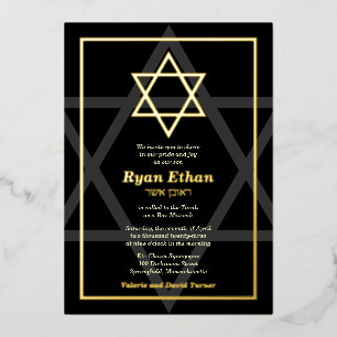 Black Real Gold Foil Star of David Bar Mitzvah Foi