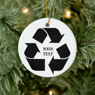 Black Recycle Symbol Photo Christmas Ceramic Ornament