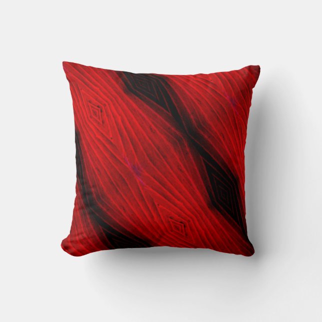 Black, red,  abstract pattern solid back cushion (Front)