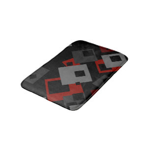 Black red and grey geometric bath mat