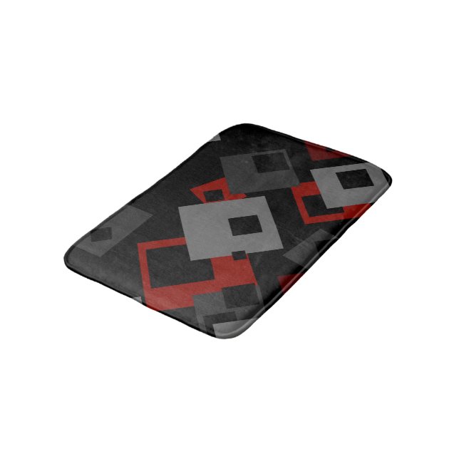 Black red and grey geometric   bath mat (Angled)