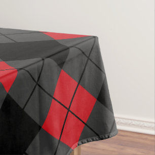 Black, Red and Grey Plaid Checked Tablecloth