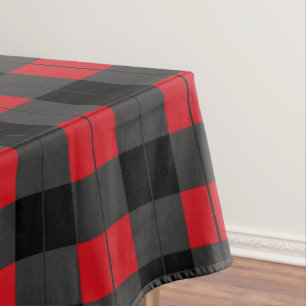 Black Red and Grey Plaid Chequered Tablecloth