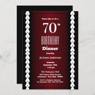 Black Red and White 70th Birthday Dinner Invitation