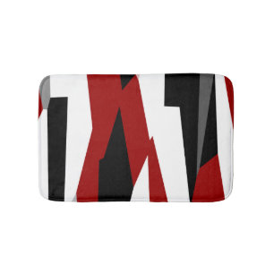 Black, Red and White Abstract Bath Mat