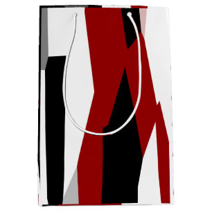 Black, Red and White Abstract Medium Gift Bag