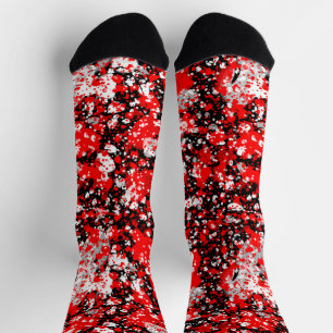 Black red and White abstract Socks