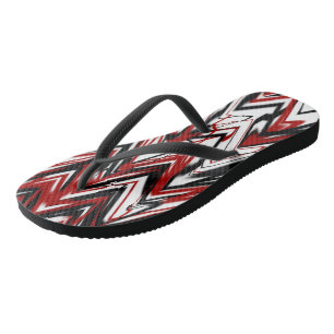 black red and white abstract thongs
