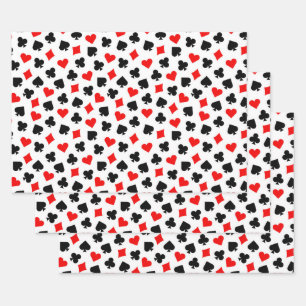 Black Red and White Casino Card Suits Wrapping Paper Sheet
