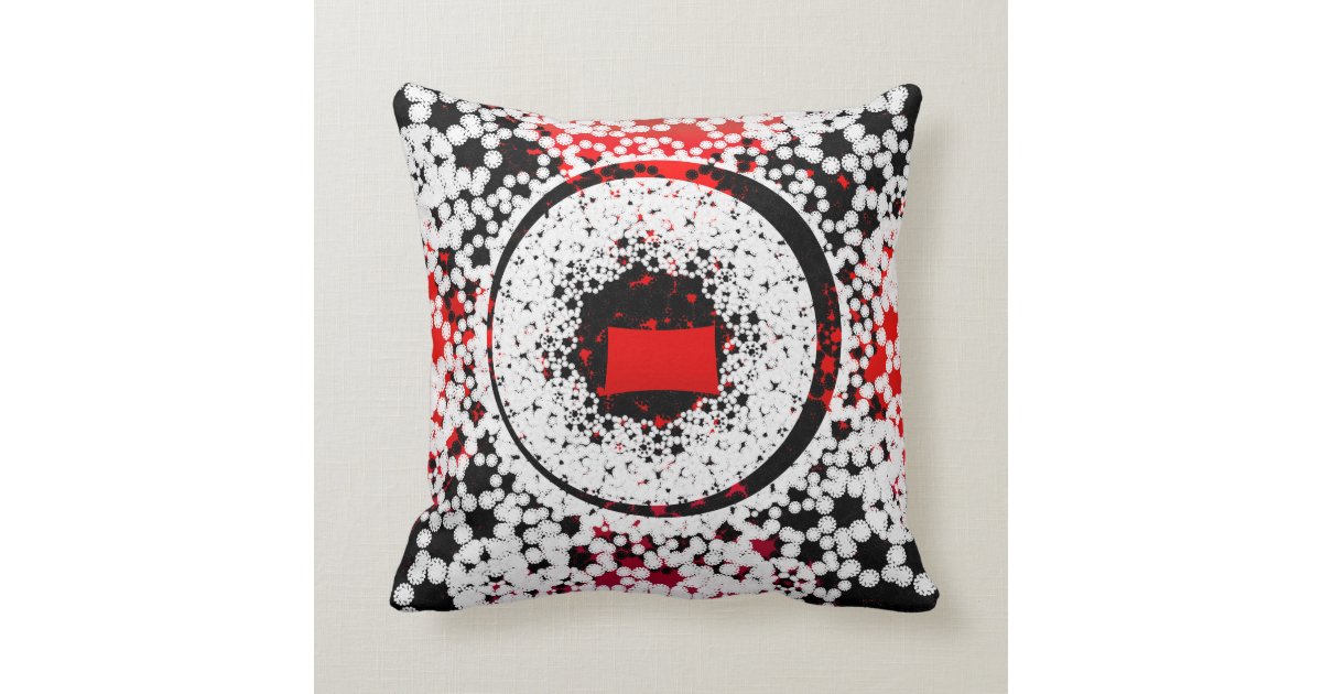 Black Red and white circle Throw Pillow Zazzle