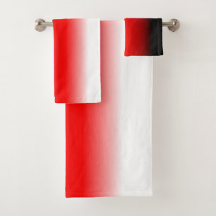 Black, Red and White Gradient Bath Towel Set