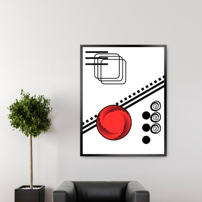 Black Red and White Minimalist Geometric Abstract Photo Print (Creator Uploaded)