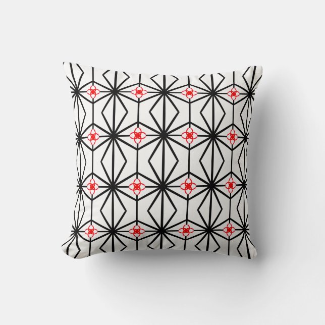 Black, Red, and White Pattern Cushion (Front)