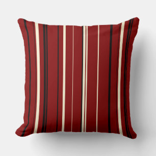 Black Red and White Stripes Cushion