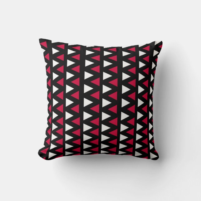 Black, Red and White Triangles Cushion (Front)