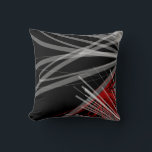 Black & Red Artistic Abstract Ribbons Throw Pillow<br><div class="desc">This modern throw pillow features a stylish organic artistic abstract ribbon design in a black and red colour palette with white organic abstract ribbons. A simple, artistic and elegant throw pillow for your bedroom, favourite chair, a stylish addition in your family room or living room decor, or a thoughtful modern...</div>