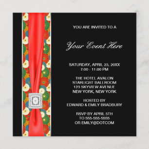 Black Red Asian All Occasion Invitation Template