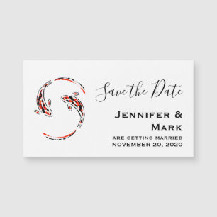 Black & Red Asian Koi Fish Wedding Save the Date