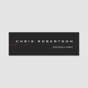 Black Red Attractive Charming Minimalist Name Tag