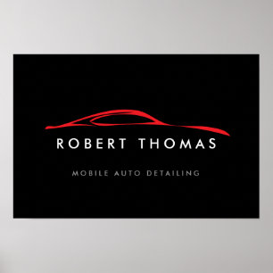 Black/Red Auto Detail/Repair Logo Download Poster