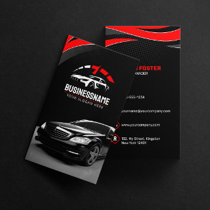 Black & Red Automobile Automotive Auto Detailing Business Card