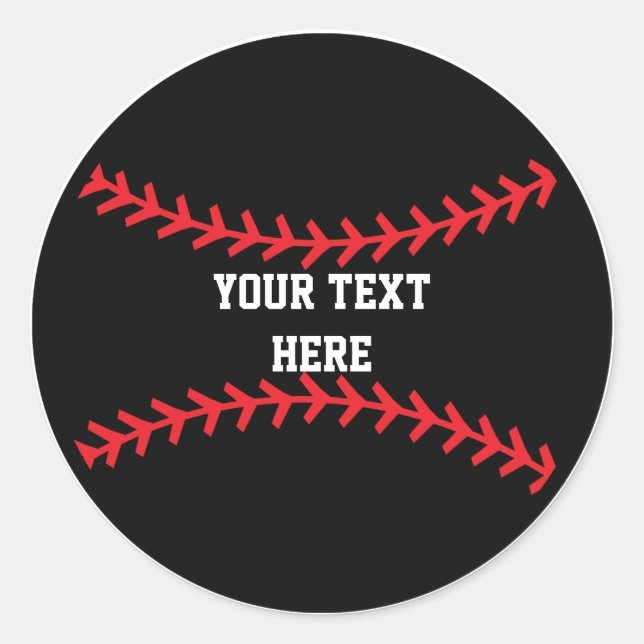 Black Red Baseball Sports Birthday Party Stickers (Front)