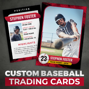 Black & Red Baseball Trading Card Baseball Player