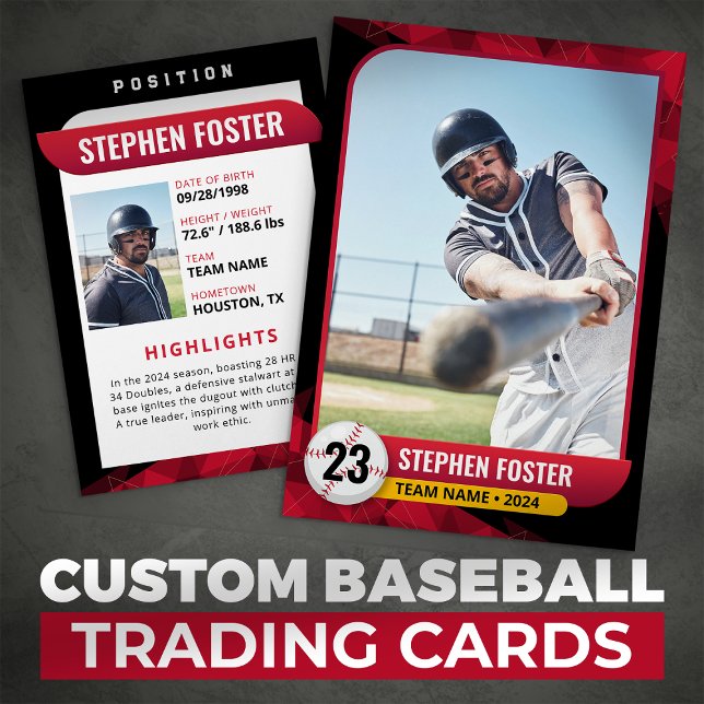 Black & Red Baseball Trading Card Baseball Player (Creator Uploaded)