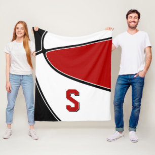 black red basketball team colours boys girls fleece blanket