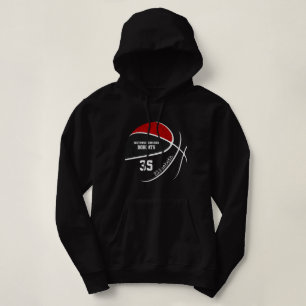 black red basketball team personalised black hoodie
