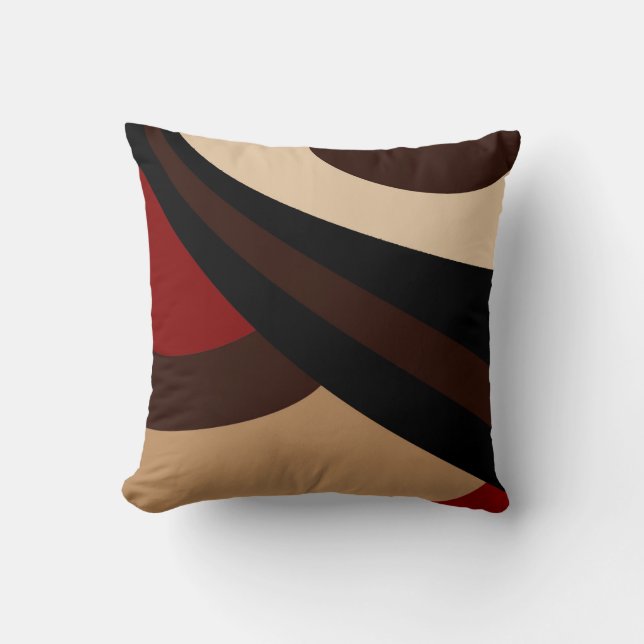 Black, Red, Beige, Brown Modern Design Cushion (Front)