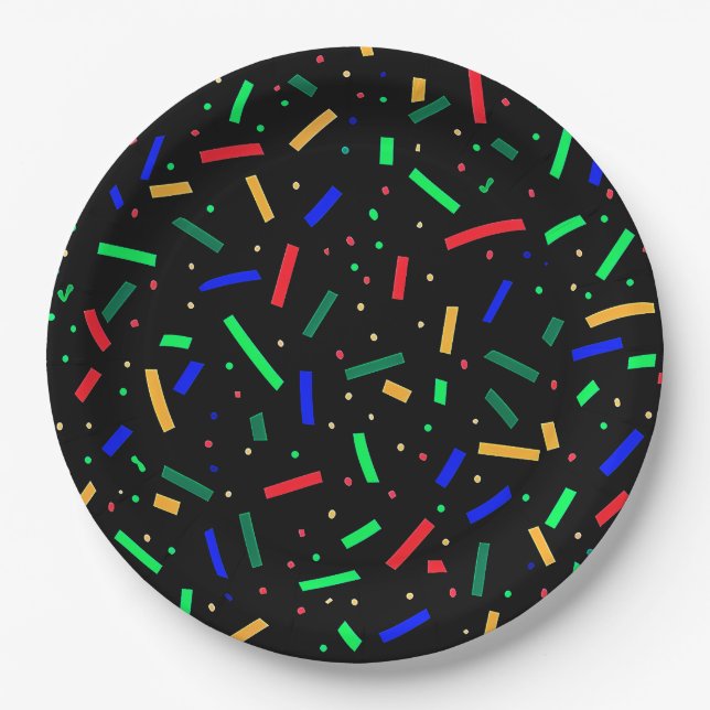 Black Red Blue Green sprinkles  Paper Plate (Front)