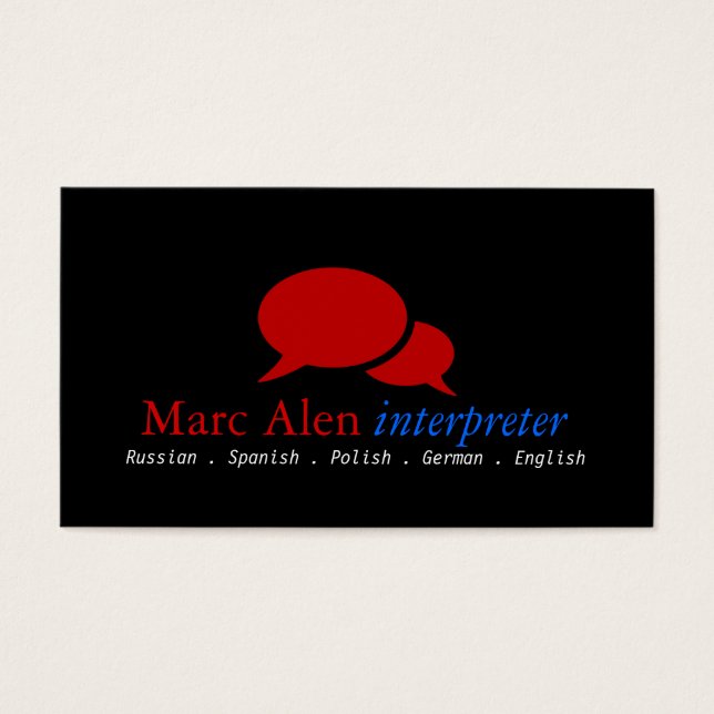 Black Red Blue Interpreter Translator Business (Front)