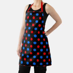 Black Red Blue Polka Dots Design  Apron