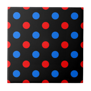 Black Red Blue Polka Dots Design Ceramic Tile
