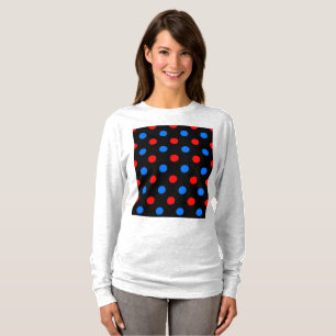 Black Red Blue Polka Dots Design T-Shirt