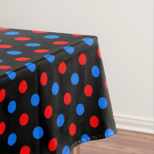 Black Red Blue Polka Dots Design Tablecloth