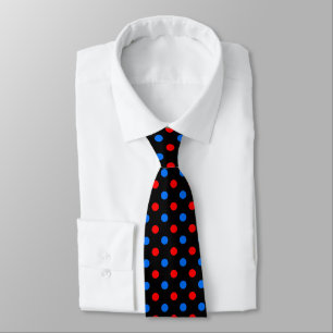 Black Red Blue Polka Dots Design Tie