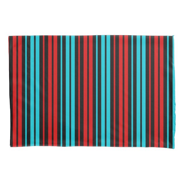 Black Red Blue Stripes Pattern   Pillowcase (Front)