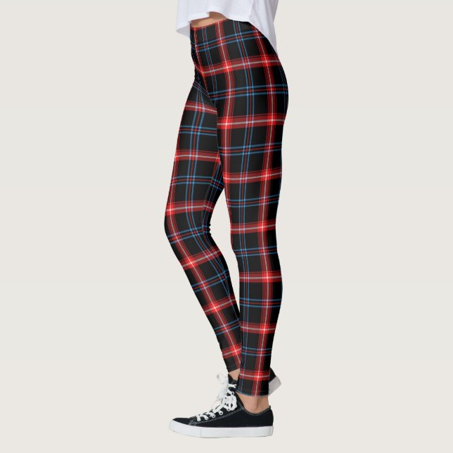 Black/Red/Blue Tartan Pattern Leggings (Left)