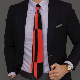 Black red bold circle stripes positive negative tie