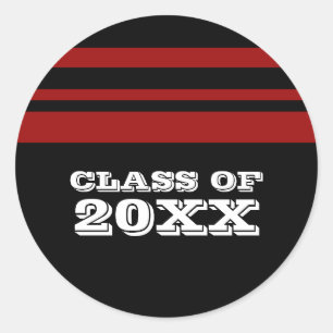 Black/Red Bold Stripes Graduation Stickers