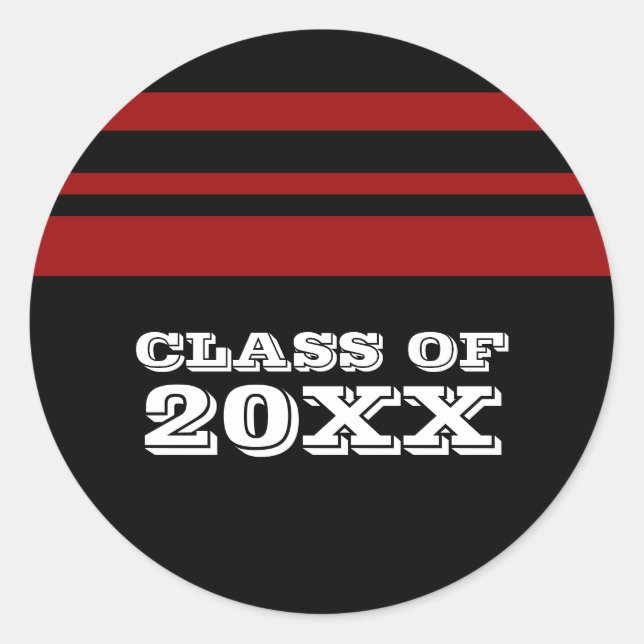 Black/Red Bold Stripes Graduation Stickers (Front)