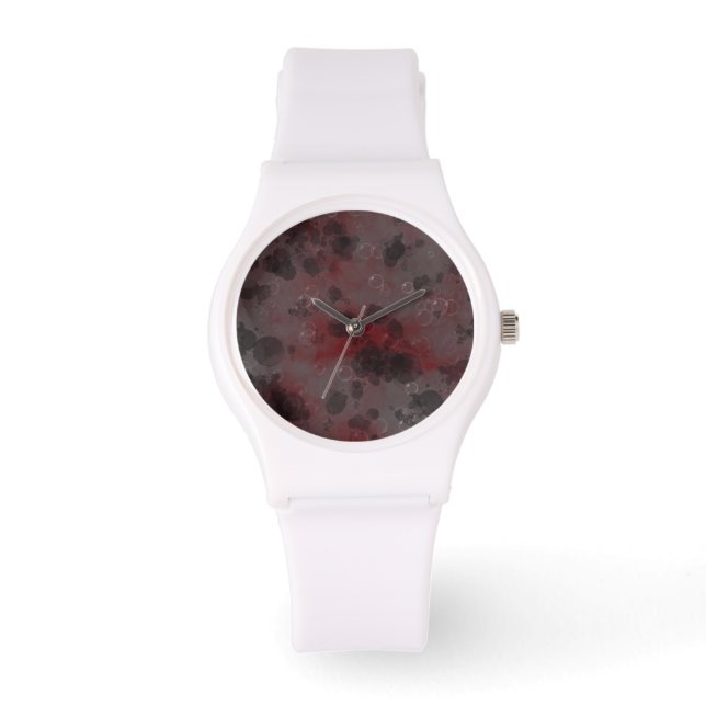 Black Red Bubble Sporty White Watch (Front)
