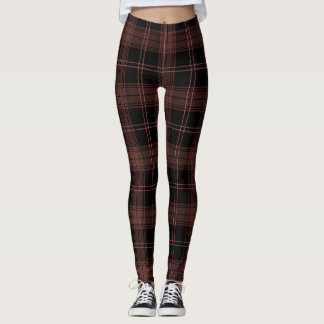 Black, Red, Buccaneer Colours Tartan; Plaid Patter Leggings
