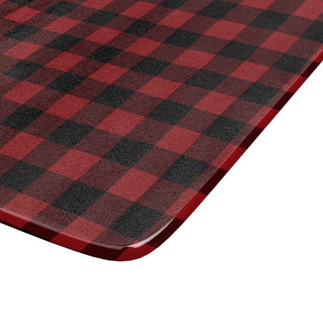 Black Red Buffalo Check Cutting Board Gift (Corner)