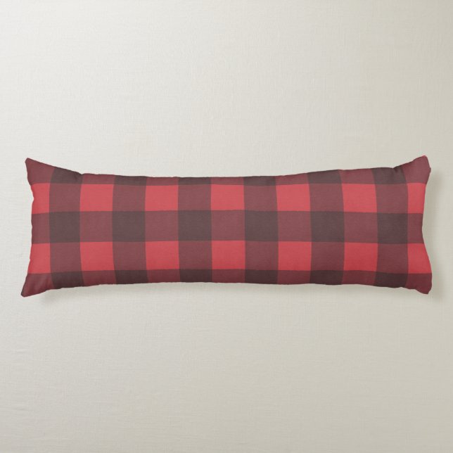 Black & Red Buffalo Check Pattern Body Cushion (Front)