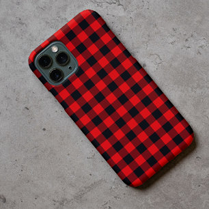 Black Red Buffalo Lumberjack Plaid Check Pattern iPhone 16 Pro Max Case