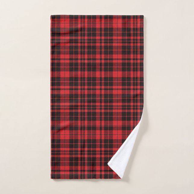  Black Red Buffalo Plaid Hand Towel (Hand Towel)