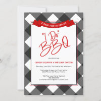 Black Red Buffalo Plaid I Do BBQ Bridal Shower